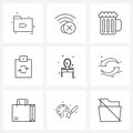9 Universal Icons Pixel Perfect Symbols of home, file, alcohol, document, drink Royalty Free Stock Photo
