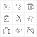 9 Universal Icons Pixel Perfect Symbols of home, file, alcohol, document, drink