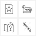 4 Universal Icons Pixel Perfect Symbols of important document, location, text, computer, gps