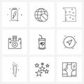 9 Universal Icons Pixel Perfect Symbols of media, communication, globe, camera, glass