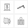 4 Universal Icons Pixel Perfect Symbols of smartphone, files, murderer knife, paper, mobile