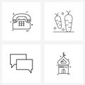 4 Universal Icons Pixel Perfect Symbols of telephone, message, calls, vegetable, chat Royalty Free Stock Photo