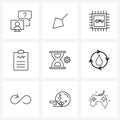 9 Universal Icons Pixel Perfect Symbols of wait, clock, cpu, sand clock, file