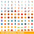 100 universal icons set, cartoon style Royalty Free Stock Photo