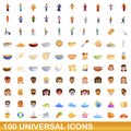 100 universal icons set, cartoon style Royalty Free Stock Photo