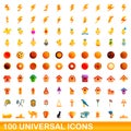 100 universal icons set, cartoon style Royalty Free Stock Photo