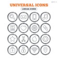 Universal icons. Smartphone, mail and music. Royalty Free Stock Photo