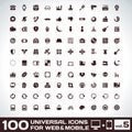 100 Universal Icons For Web and Mobile volume 5 Royalty Free Stock Photo