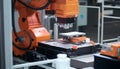 Universal industrial robotics arm, automatic robotic manipulators in production.