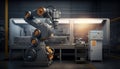Universal industrial robotics arm, automatic robotic manipulators in production.