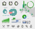 Universal infographics. Clock map, circle diagrams. Elements of the interface. Icons of entertainment. Vector Royalty Free Stock Photo