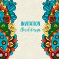 Universal invitation floral doodle ornament card