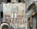 Universal Judgement fresco and wooden crucifix in the Church of Santa Maria del Tiglio.