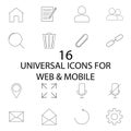 Universal line and full icons set, outline and solid vector symb Royalty Free Stock Photo