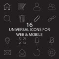 Universal line and full icons set, outline and solid vector symb Royalty Free Stock Photo