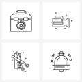 4 Universal Line Icon Pixel Perfect Symbols of bag, camcorder, gear, camera, comb