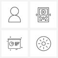 4 Universal Line Icon Pixel Perfect Symbols of business; graph; share; music; chart