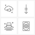 4 Universal Line Icon Pixel Perfect Symbols of cloud megaphone, dollar, keyboard, cowboy, gear