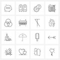 16 Universal Line Icon Pixel Perfect Symbols of colorize, binary, cogwheel, internet, website