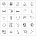 25 Universal Line Icon Pixel Perfect Symbols of emotions, emoji, avatar, scary, magician hat