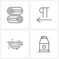 4 Universal Line Icon Pixel Perfect Symbols of on, food, switch, right to left, fruit