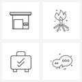 4 Universal Line Icon Pixel Perfect Symbols of garage, briefcase, city, match, check