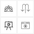 4 Universal Line Icon Pixel Perfect Symbols of medical; learn; healthcare; turn; school