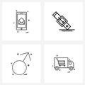 4 Universal Line Icon Pixel Perfect Symbols of mobile, female, phone, watch, lady