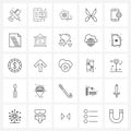 25 Universal Line Icon Pixel Perfect Symbols of mobile maintenance, mobile app, media, tool, cut