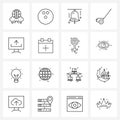 16 Universal Line Icon Pixel Perfect Symbols of outdoor, healthy, alarm, golf, ring