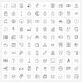 100 Universal Line Icon Pixel Perfect Symbols of picnic, sea, unlock, sea side, contact