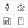 4 Universal Line Icon Pixel Perfect Symbols of Santa clause, compute, no, mobile, pencil
