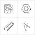 4 Universal Line Icon Pixel Perfect Symbols of smart, link, forecast, labour, arrow