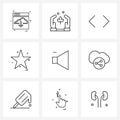 9 Universal Line Icon Pixel Perfect Symbols of star, design, nature, star, expand