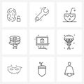 9 Universal Line Icon Pixel Perfect Symbols of syrup, pancake, hardware tool, crepe, travel