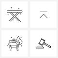 4 Universal Line Icon Pixel Perfect Symbols of table; fire truck; media; up; auction
