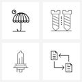 4 Universal Line Icon Pixel Perfect Symbols of umbrella, light, screw, bulb, copy