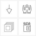 4 Universal Line Icons for Web and Mobile arrow; group; care; secure; pencil box