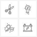 4 Universal Line Icons for Web and Mobile beauty, medical, scissor, electric current, capsule