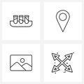 4 Universal Line Icons for Web and Mobile biology; jpg; tube; location; direction