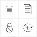 4 Universal Line Icons for Web and Mobile clip, security, files, docx, refresh