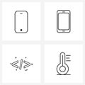 4 Universal Line Icons for Web and Mobile , code, smartphone, mobile, program