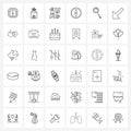 36 Universal Line Icons for Web and Mobile diagram, magnifying glass, sports, search, direction