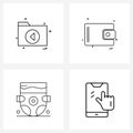 4 Universal Line Icons for Web and Mobile files; kids; folder; wallet; cursor