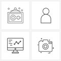 4 Universal Line Icons for Web and Mobile frame; tech; profile; computer; photo