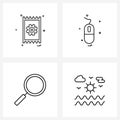 4 Universal Line Icons for Web and Mobile gear, magnifying glass, bill, device, maximize