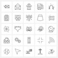 25 Universal Line Icons for Web and Mobile head phone, technology, man, refrigerator, freezer Royalty Free Stock Photo