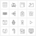 16 Universal Line Icons for Web and Mobile health, down stairs, note, stairs, taking