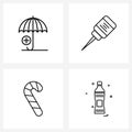 4 Universal Line Icons for Web and Mobile health, sweet, hospital, pointer, Christmas