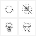 4 Universal Line Icons for Web and Mobile load, light bulb, circle, pad, umbrella